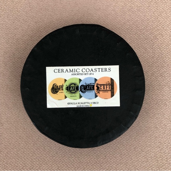 Paula Scaletta Ceramic Coaster Set of 4 European Cities Cafe Sign - Picture 5 of 9